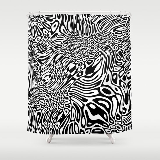 Black and white psychedelic optical illusion Shower Curtain
