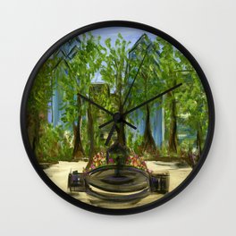Rittenhouse Square in the Spring Wall Clock | City, Parcrittenhouse, Philadelphia, Abstract, Painting, Rittenhousesquare, Philly, Landscape, Park, Fountain 