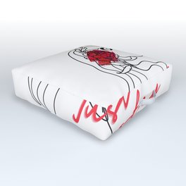 Just stay/woman/linedrawing/red Outdoor Floor Cushion