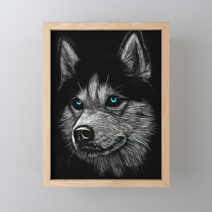 Wolf in The Dark Framed Mini Art Print