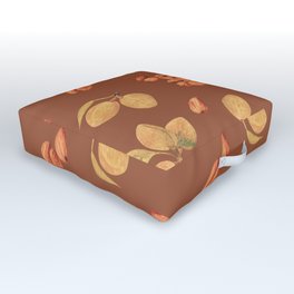 Almonds  Pattern Brown Background Outdoor Floor Cushion