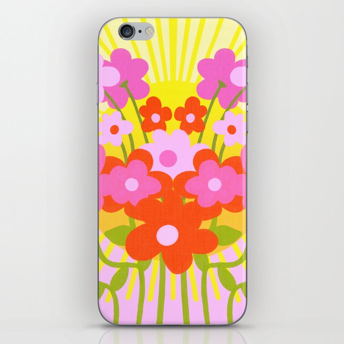 Sunny Spring Flowers Ombre Pink and Yellow iPhone Skin
