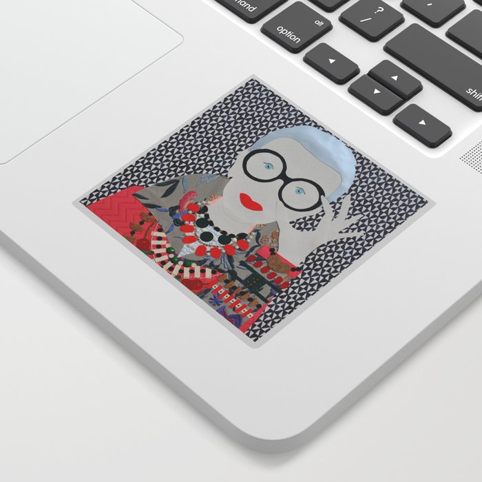 Iris Apfel printed reproduction of an original papercraft illustration Sticker