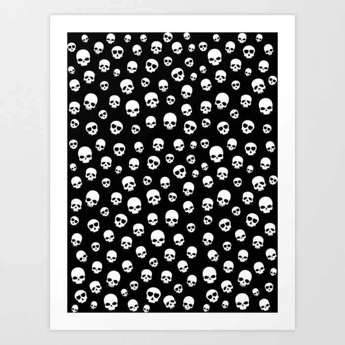 White Skulls Goth Alternative Pattern  Art Print