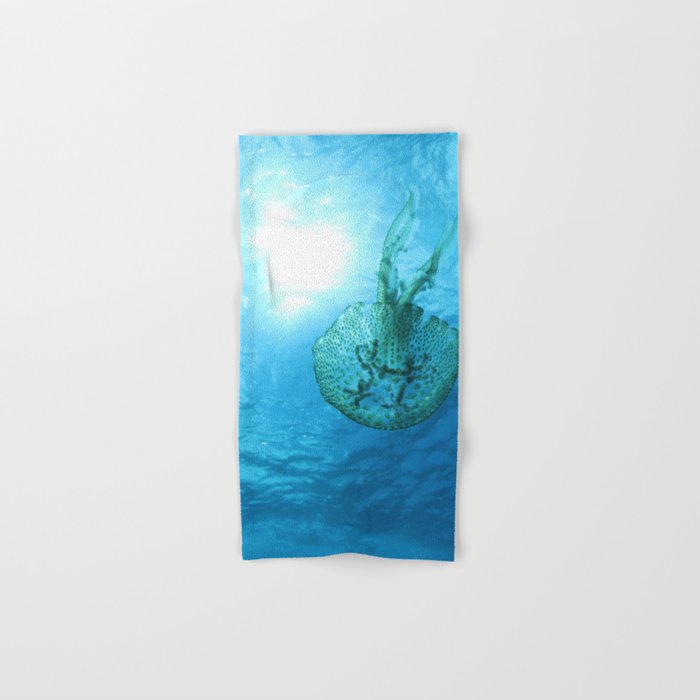 Green Jellyfish & the sun from below (Formigas, Azores) Hand & Bath Towel