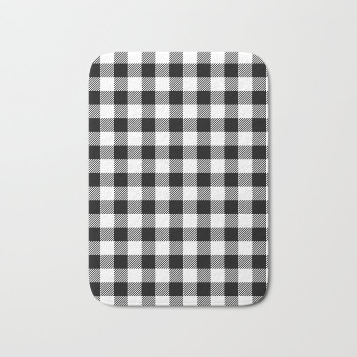 90 S Buffalo Check Plaid In Black And White Bath Mat By 90 S Buffalo Check Plaid In Black And White Bath Mat