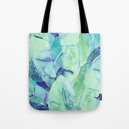 Banana Tree Leaves | Tropical  BLUE Watercolor Tote Bag