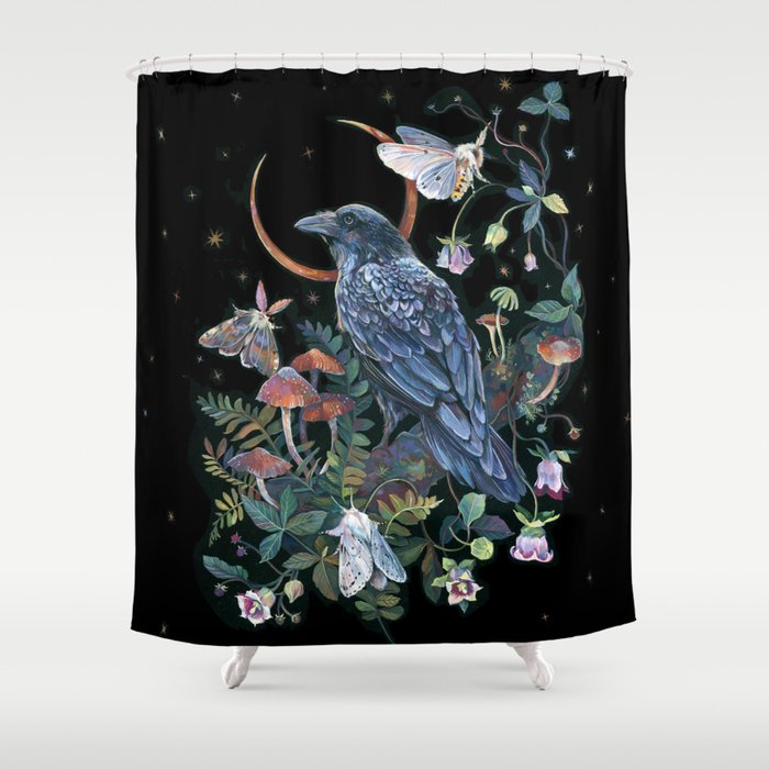Moon Raven  Shower Curtain