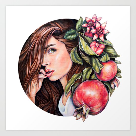 Pomegranate flowers Art Print