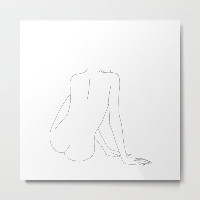 Nude Figure Line Drawing - Libby Metal Print