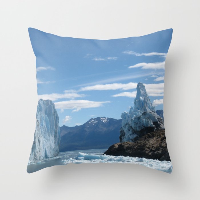Argentina Photography - Huge Icebergs Floating In A Big Argentine Sea Throw Pillow
