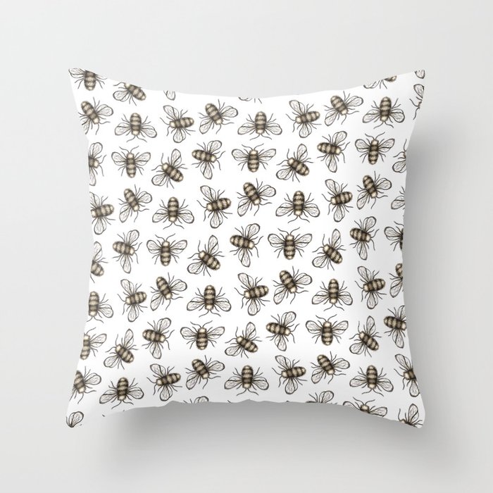 Bee Pattern - Katrina Niswander Throw Pillow