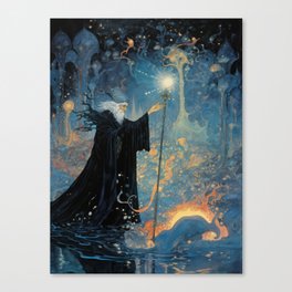 Wizard with Water and Fire Canvas Print