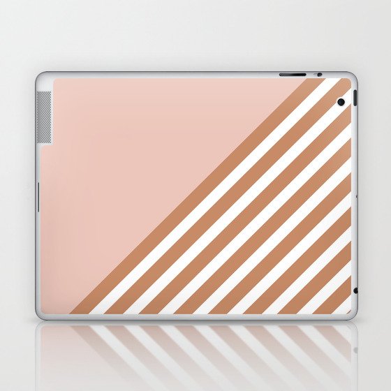 Color Block & Stripes Geometric Print, Pink, Terracotta and White Laptop & iPad Skin