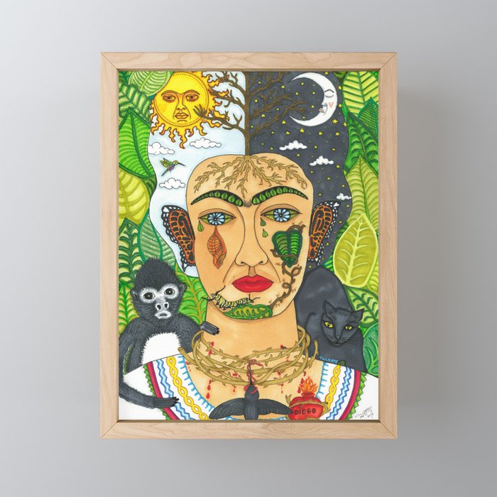 Frida Kahlo Monarca Framed Mini Art Print