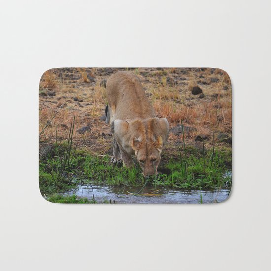 Lioness At The Waterhole Bath Mat