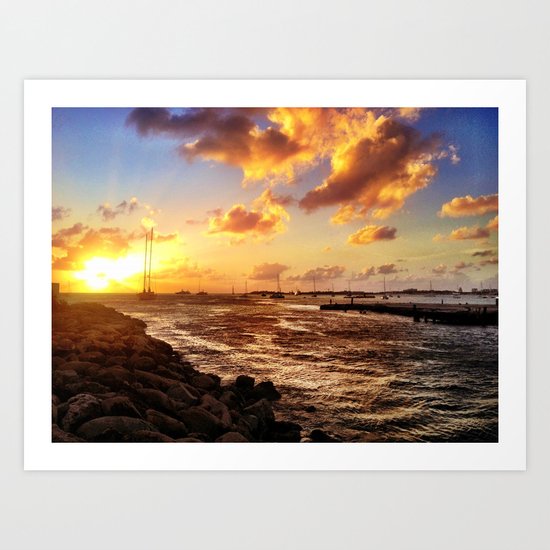 St. Maarten Sunset Yacht-Spotting Art Print