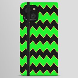 Neon Gold Green Modern Zig-Zag Line Collection iPhone Wallet Case