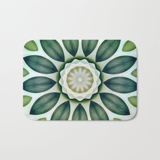 Foliage Greens Flower Kaleidoscope Bath Mat