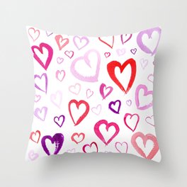 Watercolor Heart Pattern Throw Pillow