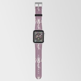 Retro Microphone Pattern on Dark Purple Apple Watch Band