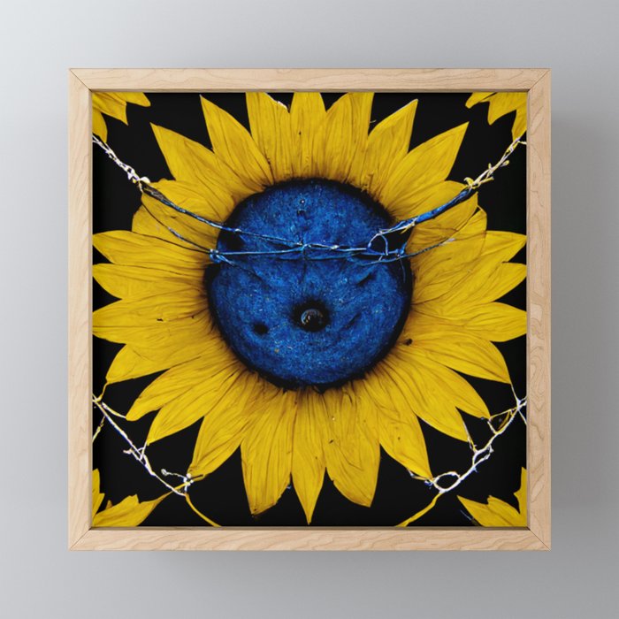 Sunflowers & Barbedwire Framed Mini Art Print