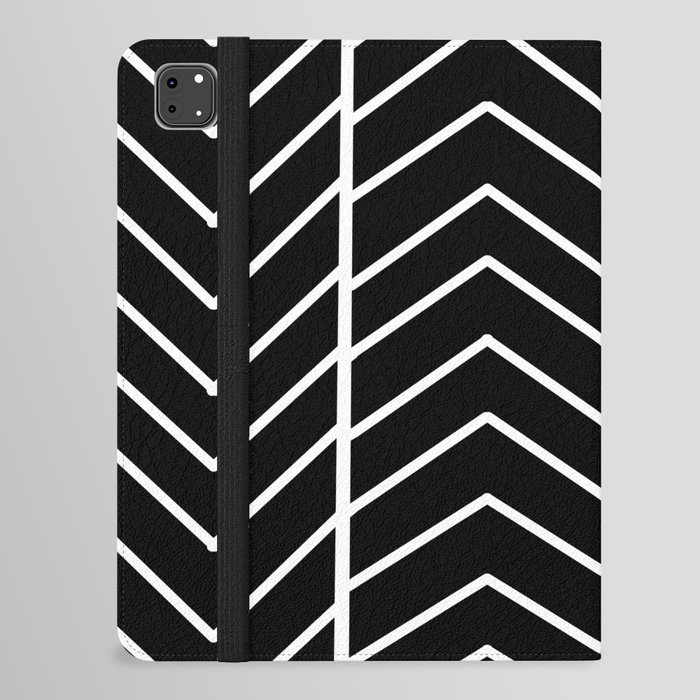 Black and white herringbone pattern iPad Folio Case