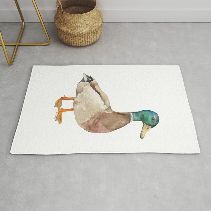 Mallard Duck Watercolor Painting Rug