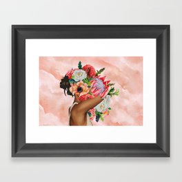 Woman Colorful Flower Head Framed Art Print