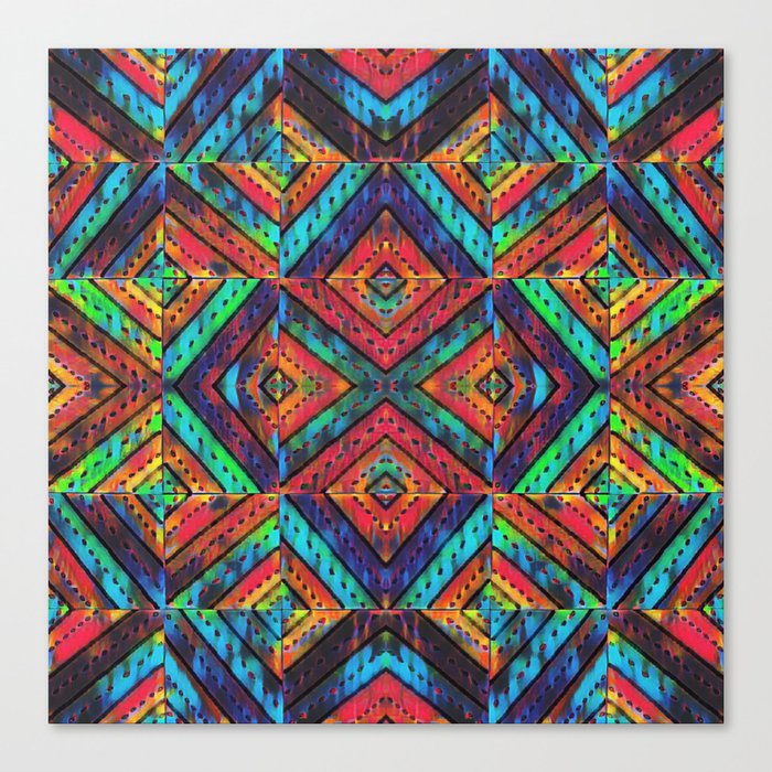 Tropical Diamond Mandala Pattern Canvas Print