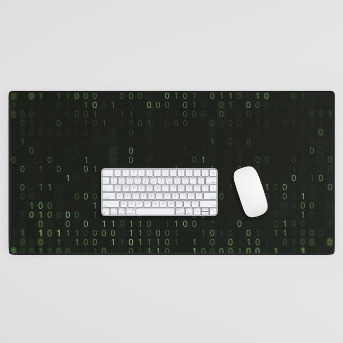 Green background of matrix with binary code Desk Mat