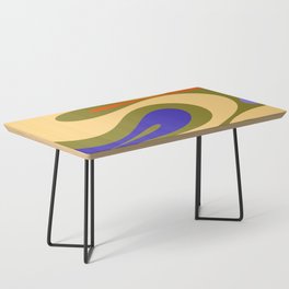 Mellow Flow Retro 60s 70s Abstract Pattern Olive Yellow Blue Orange Pink Coffee Table