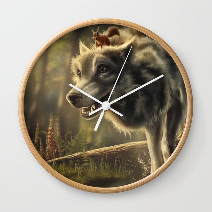 Faster (Wolf and Squirrel) Wall Clock