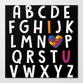 Autism Awareness Alphabet Typographic Canvas Print