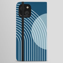 Geometric Lines in Sun Rainbow Abstract 7 in Midnight Blue iPhone Wallet Case