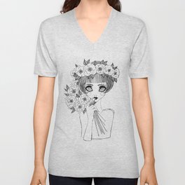 Flower Girl V Neck T Shirt