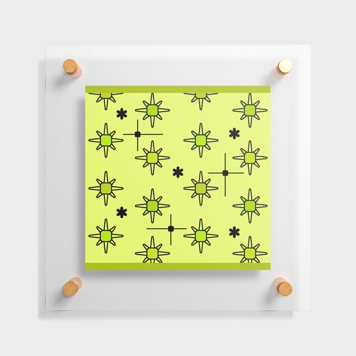 Atomic Sky Starbursts Chartreuse Floating Acrylic Print