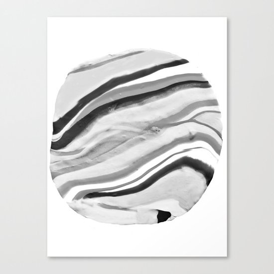 Shadow of Ourselves Marbling Marble Circle World Black and White Canvas Print
