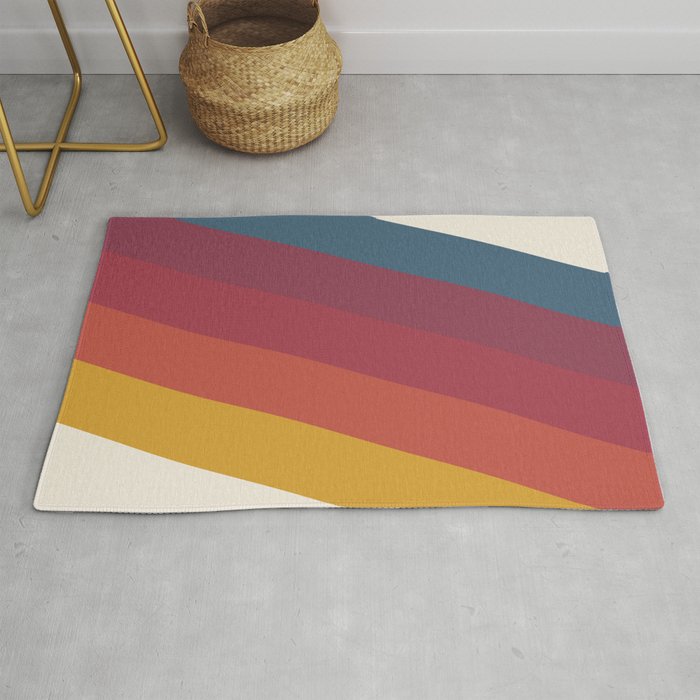 Manat - Colorful Classic Abstract Minimal Retro 70s Style Stripes Design Rug
