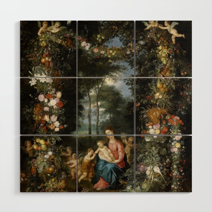 Madonna and Child with young Saint John the Baptist Wood Wall Art