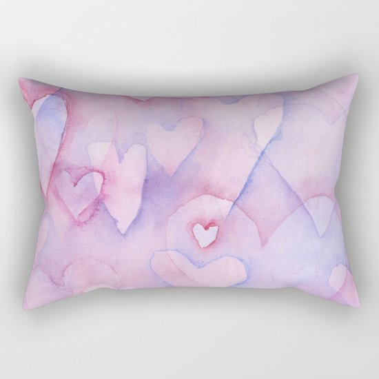 Pink Hearts Pattern Rectangular Pillow