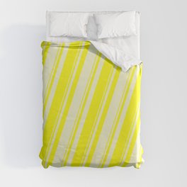 [ Thumbnail: Yellow and Light Yellow Colored Lines/Stripes Pattern Duvet Cover ]