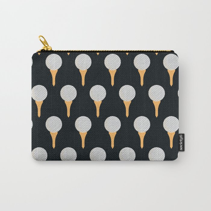 Golf Ball & Tee Pattern (Black) Carry-All Pouch