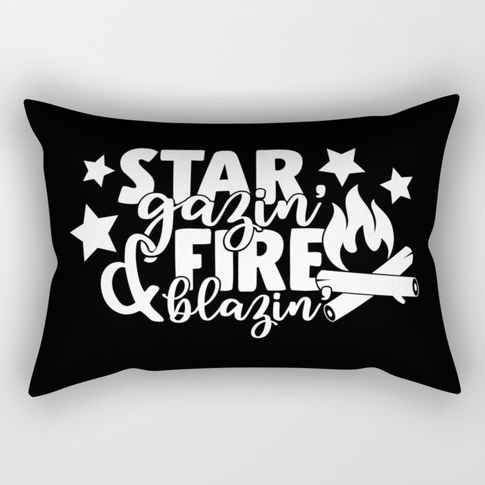 Star Gazing Fire Blazing Cool Camping Bonfire Rectangular Pillow