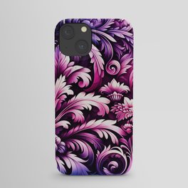 Ornate Purple Luxury Leaf iPhone Case