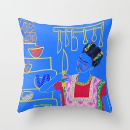 FRIDA KAHLO AND HER KNIFE Throw Pillow