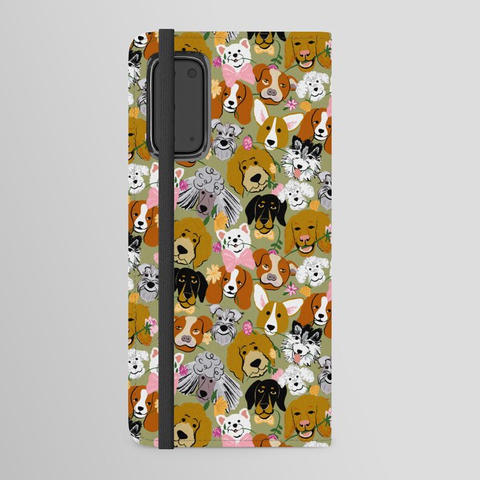 Doggone Sweet Adorable Dog and Flower Pattern Android Wallet Case