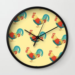 Cute Colorful Rooster Pattern Wall Clock