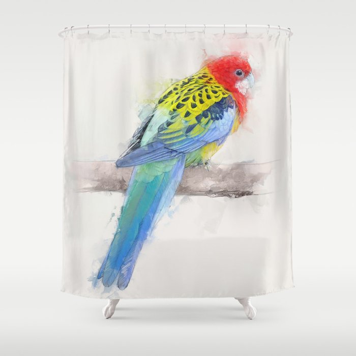 Eastern Rosella Portrait Shower Curtain