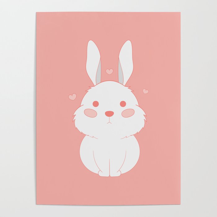 cute bunny with pink background Poster